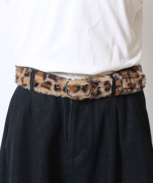 VISION STREET WEAR(ヴィジョンストリートウェア)の「VISION STREET WEAR(ヴィジョンストリートウェア)FUR BELT/フェイクファーベルト/ヒョウ柄 無地/ユニセックス(ベルト・レディース・パープル/ブラウン系その他/グリーン系その他/ピンク系その他/イエロー/ブラック・FREE)」の2枚目の写真