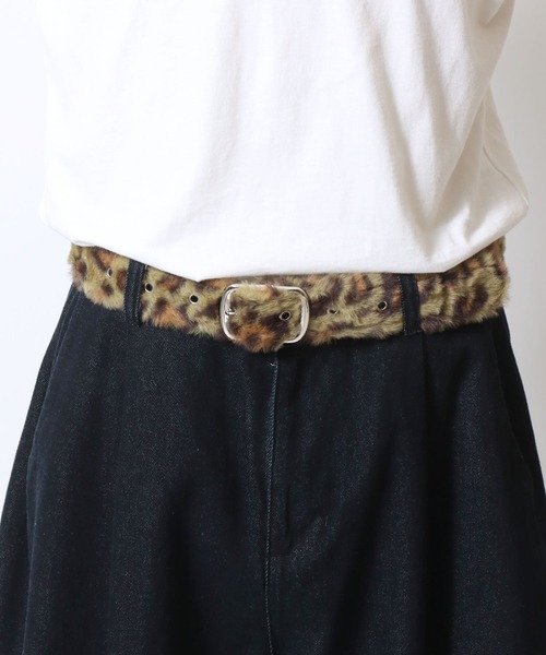 VISION STREET WEAR(ヴィジョンストリートウェア)の「VISION STREET WEAR(ヴィジョンストリートウェア)FUR BELT/フェイクファーベルト/ヒョウ柄 無地/ユニセックス(ベルト・レディース・パープル/ブラウン系その他/グリーン系その他/ピンク系その他/イエロー/ブラック・FREE)」の3枚目の写真