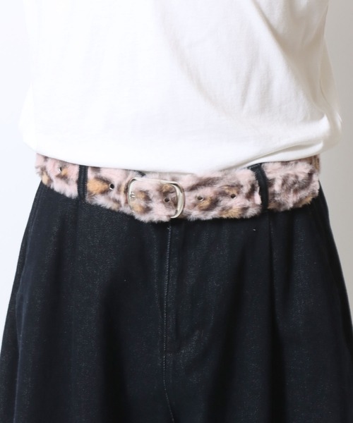 VISION STREET WEAR(ヴィジョンストリートウェア)の「VISION STREET WEAR(ヴィジョンストリートウェア)FUR BELT/フェイクファーベルト/ヒョウ柄 無地/ユニセックス(ベルト・レディース・パープル/ブラウン系その他/グリーン系その他/ピンク系その他/イエロー/ブラック・FREE)」の6枚目の写真