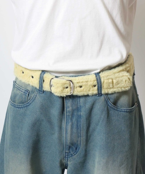 VISION STREET WEAR(ヴィジョンストリートウェア)の「VISION STREET WEAR(ヴィジョンストリートウェア)FUR BELT/フェイクファーベルト/ヒョウ柄 無地/ユニセックス(ベルト・レディース・パープル/ブラウン系その他/グリーン系その他/ピンク系その他/イエロー/ブラック・FREE)」の5枚目の写真