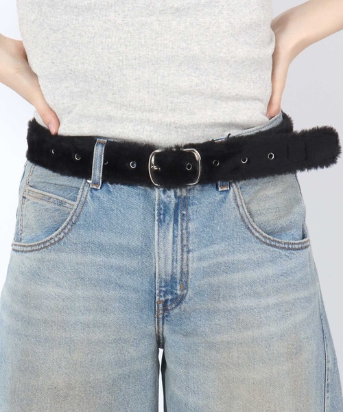 VISION STREET WEAR(ヴィジョンストリートウェア)の「VISION STREET WEAR(ヴィジョンストリートウェア)FUR BELT/フェイクファーベルト/ヒョウ柄 無地/ユニセックス(ベルト・レディース・パープル/ブラウン系その他/グリーン系その他/ピンク系その他/イエロー/ブラック・FREE)」の1枚目の写真