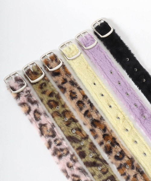 VISION STREET WEAR(ヴィジョンストリートウェア)の「VISION STREET WEAR(ヴィジョンストリートウェア)FUR BELT/フェイクファーベルト/ヒョウ柄 無地/ユニセックス(ベルト・レディース・パープル/ブラウン系その他/グリーン系その他/ピンク系その他/イエロー/ブラック・FREE)」の9枚目の写真