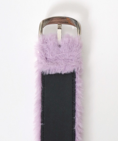 VISION STREET WEAR(ヴィジョンストリートウェア)の「VISION STREET WEAR(ヴィジョンストリートウェア)FUR BELT/フェイクファーベルト/ヒョウ柄 無地/ユニセックス(ベルト・レディース・パープル/ブラウン系その他/グリーン系その他/ピンク系その他/イエロー/ブラック・FREE)」の7枚目の写真