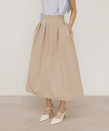 Padded Pleats Skirt (beige)