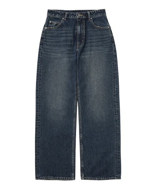 X-girl（エックスガール）の「FACE PATCH LOOSE FIT STRAIGHT PANTS（デニムパンツ・レディース・ブラック/インディゴブルー・S/M/XS）」の2枚目の写真