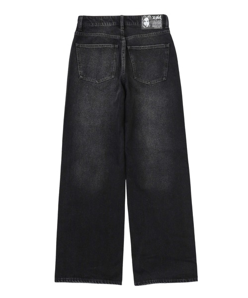 X-girl（エックスガール）の「FACE PATCH LOOSE FIT STRAIGHT PANTS（デニムパンツ・レディース・ブラック/インディゴブルー・S/M/XS）」の3枚目の写真