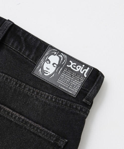 X-girl（エックスガール）の「FACE PATCH LOOSE FIT STRAIGHT PANTS（デニムパンツ・レディース・ブラック/インディゴブルー・S/M/XS）」の10枚目の写真