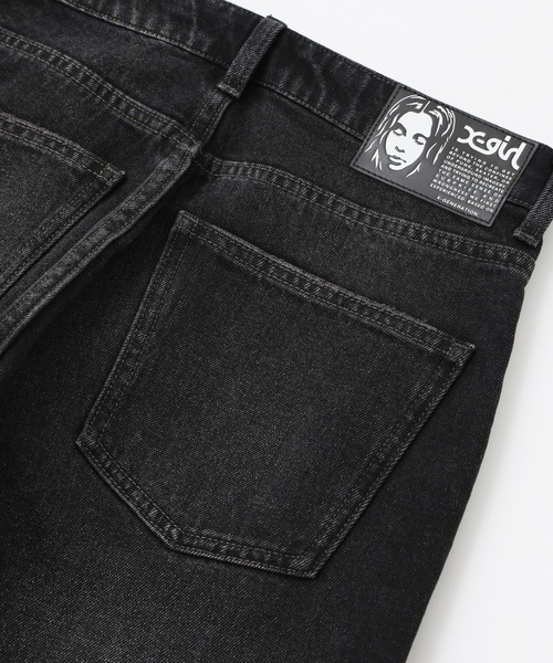 X-girl（エックスガール）の「FACE PATCH LOOSE FIT STRAIGHT PANTS（デニムパンツ・レディース・ブラック/インディゴブルー・S/M/XS）」の11枚目の写真