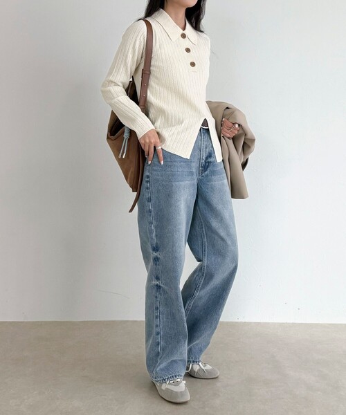 fredy emue（フレディエミュ）の「センタースリット衿付きプルオーバー（ニット/セーター・レディース・グレー系その他/オフホワイト/ピンク/ネイビー・38）」の22枚目の写真