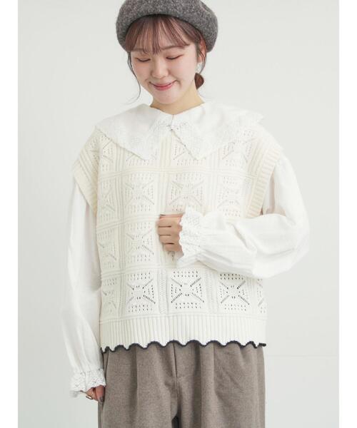 セール】クロシェ風配色ニットベスト（ベスト）｜Samansa Mos2