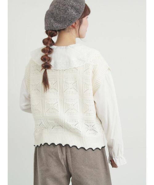 セール】クロシェ風配色ニットベスト（ベスト）｜Samansa Mos2