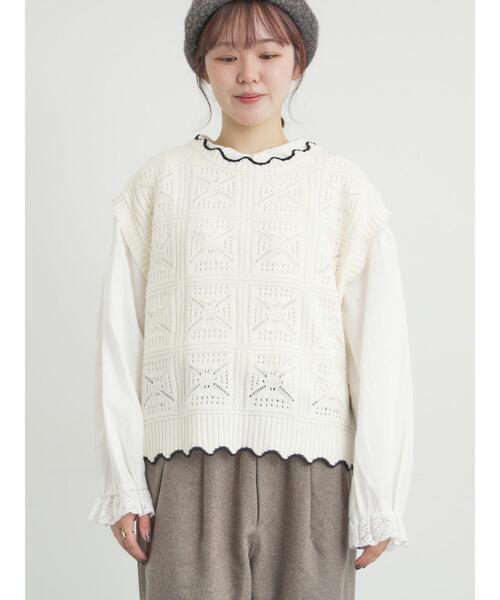 セール】クロシェ風配色ニットベスト（ベスト）｜Samansa Mos2