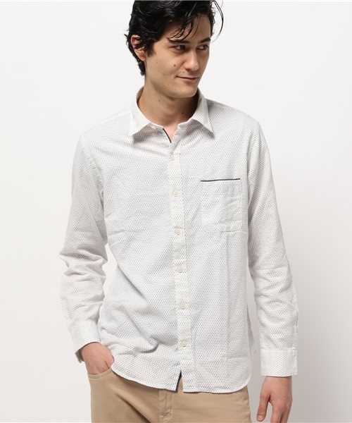 ikka（イッカ）の「MIXアムンゼンドットレギュラーシャツ（シャツ/ブラウス・メンズ・スモークグレー/ネイビー/ホワイト・MEDIUM/SMALL/LARGE/X-LARGE）」の2枚目の写真