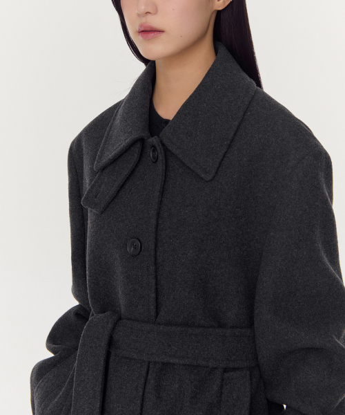 MUSINSA STANDARD WOMAN（ムシンサスタンダードウーマン）の「ウィメンズウールブレンドオーバーショルダーマックコート[チャコールグレー]（チェスターコート・レディース・その他・LARGE/SMALL/MEDIUM/X-SMALL）」の3枚目の写真