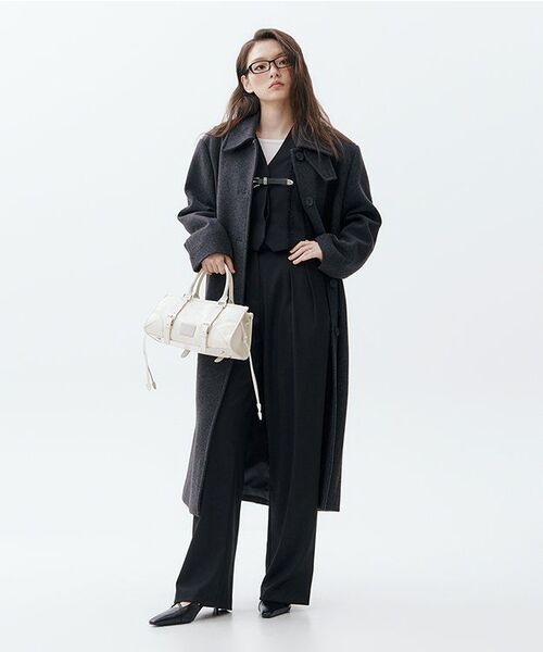MUSINSA STANDARD WOMAN（ムシンサスタンダードウーマン）の「ウィメンズウールブレンドオーバーショルダーマックコート[チャコールグレー]（チェスターコート・レディース・その他・LARGE/SMALL/MEDIUM/X-SMALL）」の12枚目の写真