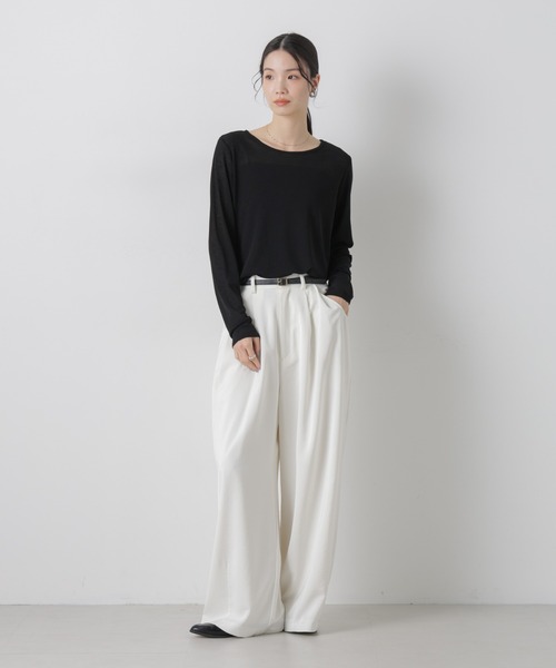 NANO universe（ナノユニバース）の「スラブシアーロングスリーブTシャツ（Tシャツ/カットソー・レディース・ブラック/グレー/ホワイト・FREE）」の13枚目の写真