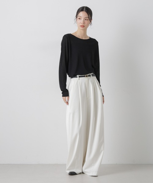 NANO universe（ナノユニバース）の「スラブシアーロングスリーブTシャツ（Tシャツ/カットソー・レディース・ブラック/グレー/ホワイト・FREE）」の14枚目の写真