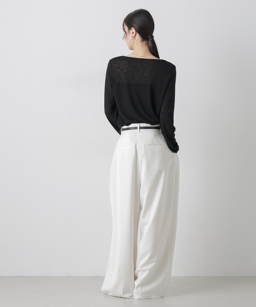 NANO universe（ナノユニバース）の「スラブシアーロングスリーブTシャツ（Tシャツ/カットソー・レディース・ブラック/グレー/ホワイト・FREE）」の15枚目の写真