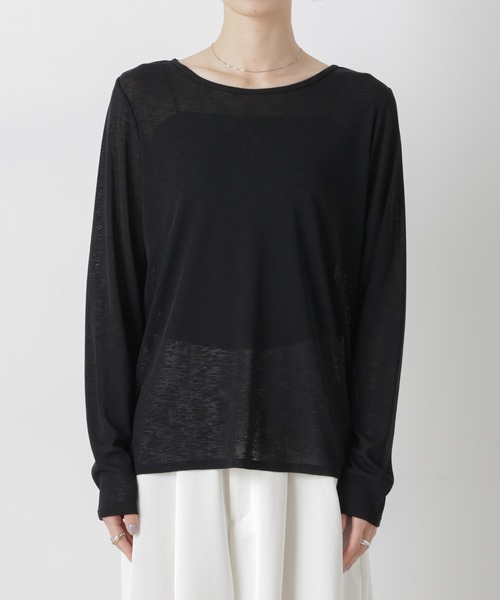 NANO universe（ナノユニバース）の「スラブシアーロングスリーブTシャツ（Tシャツ/カットソー・レディース・ブラック/グレー/ホワイト・FREE）」の17枚目の写真