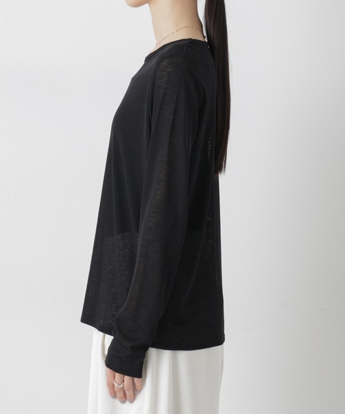 NANO universe（ナノユニバース）の「スラブシアーロングスリーブTシャツ（Tシャツ/カットソー・レディース・ブラック/グレー/ホワイト・FREE）」の18枚目の写真