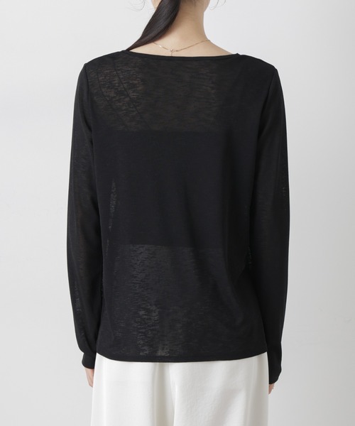 NANO universe（ナノユニバース）の「スラブシアーロングスリーブTシャツ（Tシャツ/カットソー・レディース・ブラック/グレー/ホワイト・FREE）」の19枚目の写真