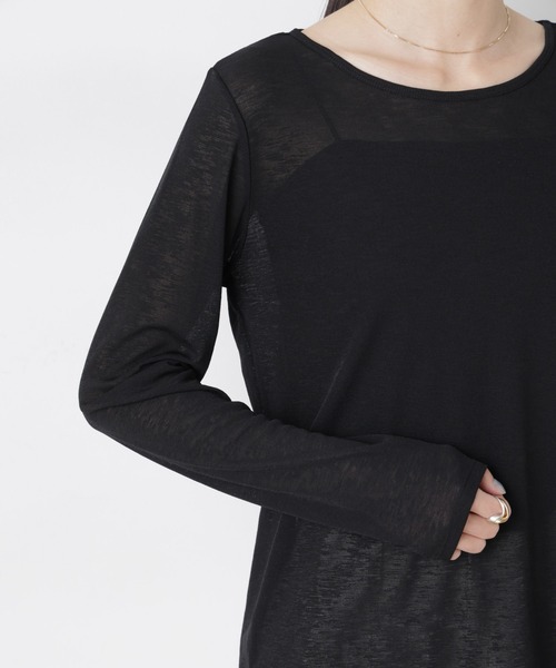 NANO universe（ナノユニバース）の「スラブシアーロングスリーブTシャツ（Tシャツ/カットソー・レディース・ブラック/グレー/ホワイト・FREE）」の21枚目の写真