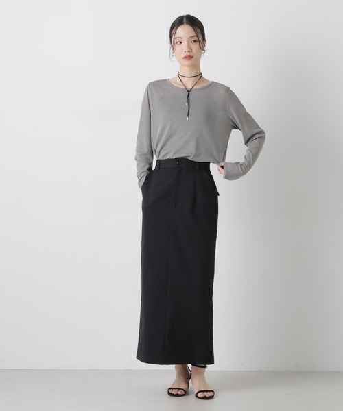 NANO universe（ナノユニバース）の「スラブシアーロングスリーブTシャツ（Tシャツ/カットソー・レディース・ブラック/グレー/ホワイト・FREE）」の5枚目の写真