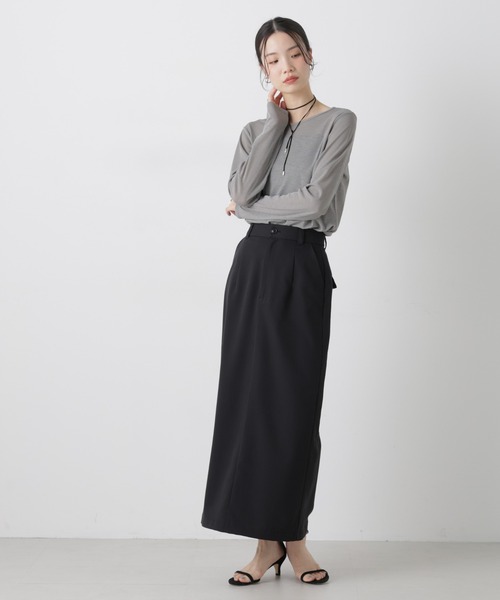 NANO universe（ナノユニバース）の「スラブシアーロングスリーブTシャツ（Tシャツ/カットソー・レディース・ブラック/グレー/ホワイト・FREE）」の6枚目の写真