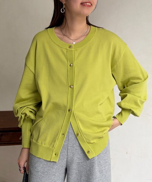 Chez toi（シェトワ）の「ニュアンスゴールドボタンカーディガン（カーディガン/ボレロ・レディース・ブルー/ブラック/アイボリー/ライム・FREE）」の14枚目の写真