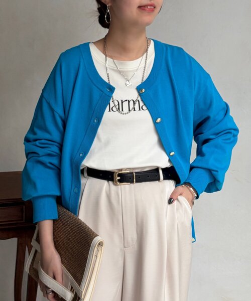 Chez toi（シェトワ）の「ニュアンスゴールドボタンカーディガン（カーディガン/ボレロ・レディース・ブルー/ブラック/アイボリー/ライム・FREE）」の21枚目の写真