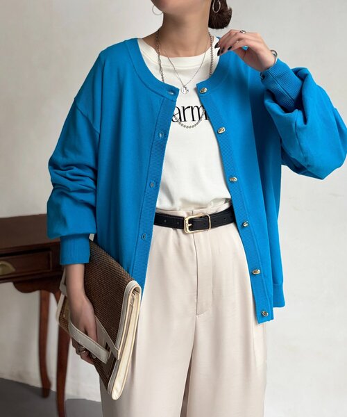 Chez toi（シェトワ）の「ニュアンスゴールドボタンカーディガン（カーディガン/ボレロ・レディース・ブルー/ブラック/アイボリー/ライム・FREE）」の22枚目の写真