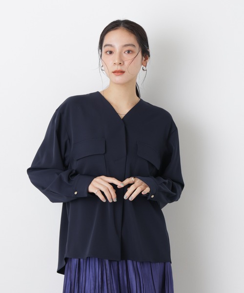 NANO universe（ナノユニバース）の「スキッパーポケットブラウス（シャツ/ブラウス・レディース・ピンクベージュ/オフホワイト/ネイビー・M/S）」の19枚目の写真