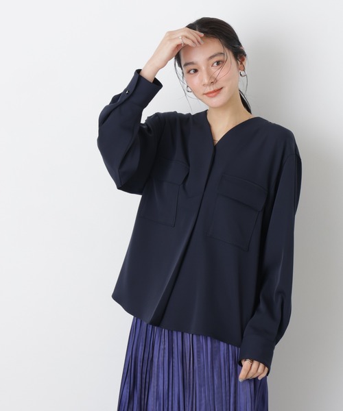 NANO universe（ナノユニバース）の「スキッパーポケットブラウス（シャツ/ブラウス・レディース・ピンクベージュ/オフホワイト/ネイビー・M/S）」の20枚目の写真