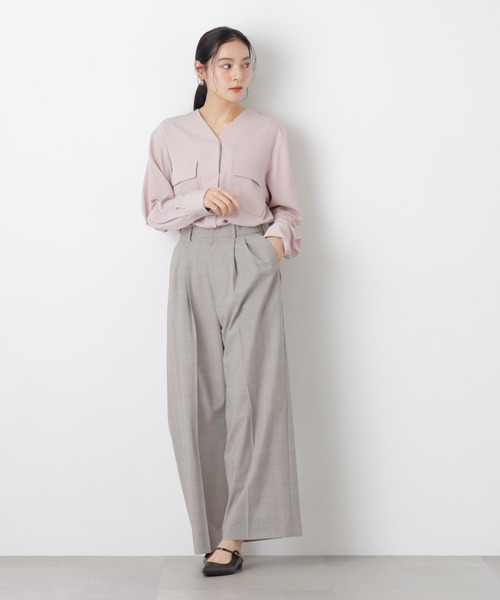 NANO universe（ナノユニバース）の「スキッパーポケットブラウス（シャツ/ブラウス・レディース・ピンクベージュ/オフホワイト/ネイビー・M/S）」の14枚目の写真