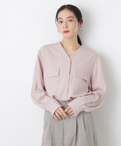 NANO universe（ナノユニバース）の「スキッパーポケットブラウス（シャツ/ブラウス・レディース・ピンクベージュ/オフホワイト/ネイビー・M/S）」の11枚目の写真