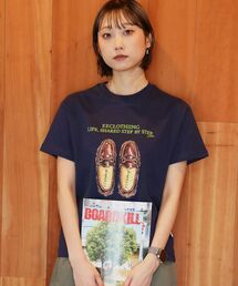 【FFEIN（フェイン）】シューズグラフィックショート丈Tシャツ / Tシャツ クルーネック 半袖 プリント 革靴【短丈】