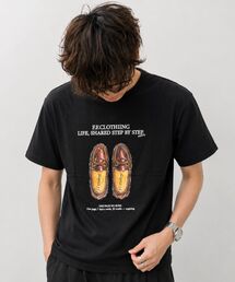 【FFEIN(フェイン)】シューズグラフィックショート丈Tシャツ / Tシャツ クルーネック 半袖 プリント 革靴【短丈】