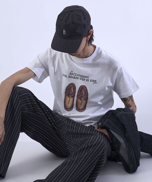 FFEIN(フェイン)の「【FFEIN(フェイン)】シューズグラフィックショート丈Tシャツ / Tシャツ クルーネック 半袖 プリント 革靴【短丈】(Tシャツ/カットソー・メンズ・ブラック/ネイビー/ホワイト・MEDIUM/SMALL/LARGE)」の22枚目の写真