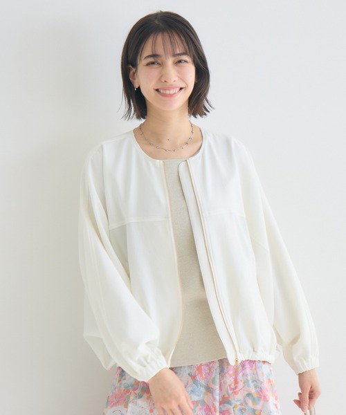 ◆美品◆3万◆パーマネントエイジ◆コットンブルゾン◆白◆シンプル◆ゆったり◆S セール】【KATHARINE ROSS】【接触冷感/UV/通気性】ウォッシャブルZIP