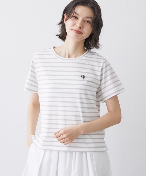 Dessin(デッサン)の「【洗える】半袖ボックスシルエットカットソー(Tシャツ/カットソー・レディース・チャコール/ホワイト系/ネイビー系2・00/01/02/03)」の4枚目の写真