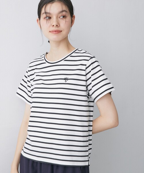 Dessin(デッサン)の「【洗える】半袖ボックスシルエットカットソー(Tシャツ/カットソー・レディース・チャコール/ホワイト系/ネイビー系2・00/01/02/03)」の8枚目の写真