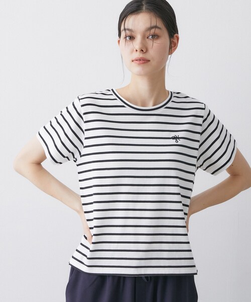 Dessin(デッサン)の「【洗える】半袖ボックスシルエットカットソー(Tシャツ/カットソー・レディース・チャコール/ホワイト系/ネイビー系2・00/01/02/03)」の9枚目の写真