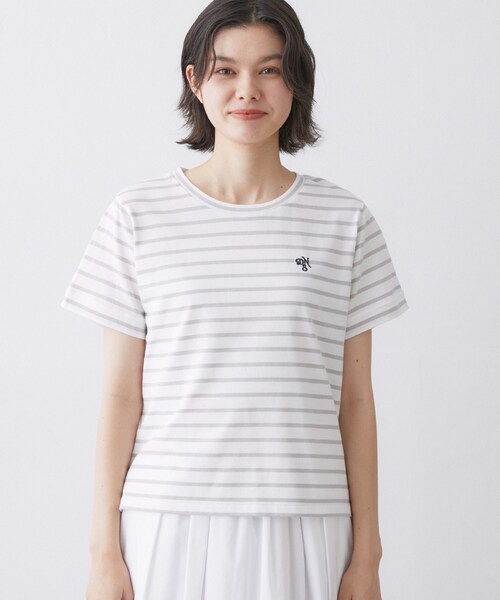 Dessin(デッサン)の「【洗える】半袖ボックスシルエットカットソー(Tシャツ/カットソー・レディース・チャコール/ホワイト系/ネイビー系2・00/01/02/03)」の12枚目の写真