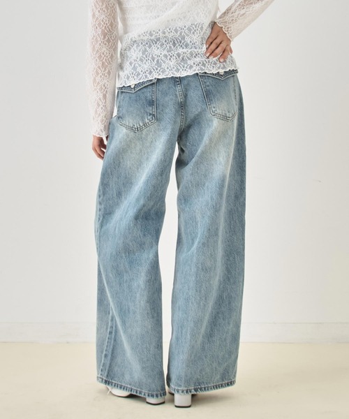 ANAP(アナップ)の「ウィンテージ加工 バック カーゴポケット ワイド デニム パンツ(デニムパンツ・レディース・ブラック/ブルー・S/M)」の10枚目の写真