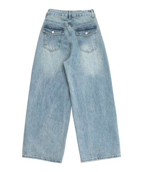 ANAP(アナップ)の「ウィンテージ加工 バック カーゴポケット ワイド デニム パンツ(デニムパンツ・レディース・ブラック/ブルー・S/M)」の14枚目の写真