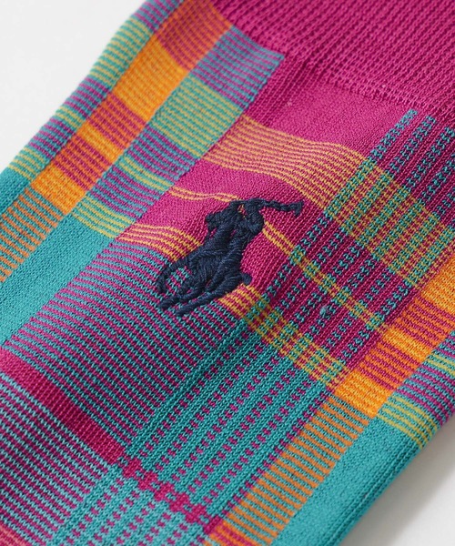 POLO RALPH LAUREN（ポロ ラルフ ローレン）の「POLO RALPH LAUREN SPRING PLAID クルーソックス 03207261（ソックス/靴下・レディース・パープル系その他/コバルトブルー/マルーン・23-25cm）」の5枚目の写真