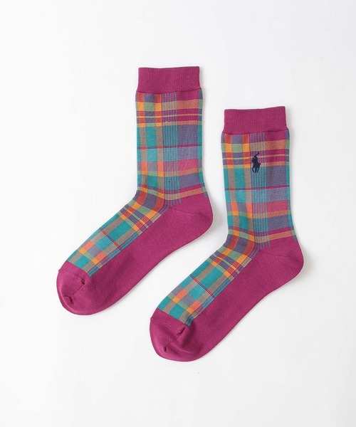 POLO RALPH LAUREN（ポロ ラルフ ローレン）の「POLO RALPH LAUREN SPRING PLAID クルーソックス 03207261（ソックス/靴下・レディース・パープル系その他/コバルトブルー/マルーン・23-25cm）」の4枚目の写真