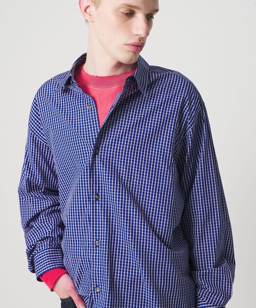 MONKEY TIME（モンキータイム）の「コットン クロップド シャツ（シャツ/ブラウス・メンズ・ブラック/ネイビー/ターコイズブルー・L/M/S/XL）」の3枚目の写真