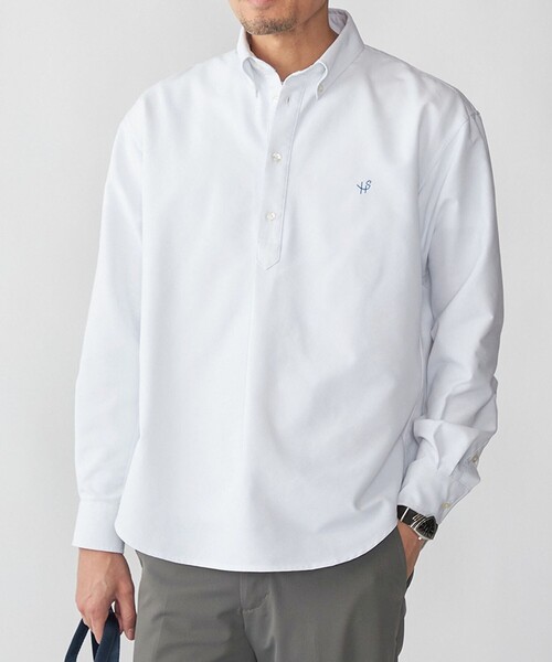 SHIPS(シップス)の「【WEB限定】SHIPS: 防シワ・吸水速乾 Drymix(R) プルオーバー ボダンダウン シャツ(ビジネスシャツ・メンズ・ネイビー/ホワイト/グレー/ライトブルー・MEDIUM/SMALL/XX-LARGE/X-LARGE/LARGE)」の2枚目の写真