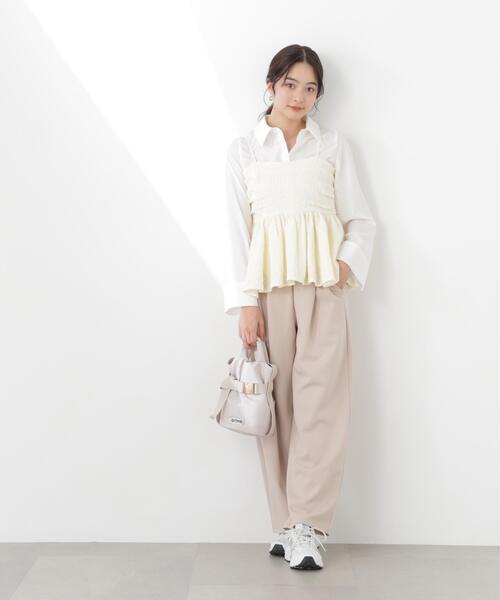 PROPORTION BODY DRESSING(プロポーションボディドレッシング)の「<a>カットイージータックパンツ / 1216139300(スウェットパンツ・レディース・ホワイト系その他/ベージュ/グレー系その他・P/S/MEDIUM)」の1枚目の写真